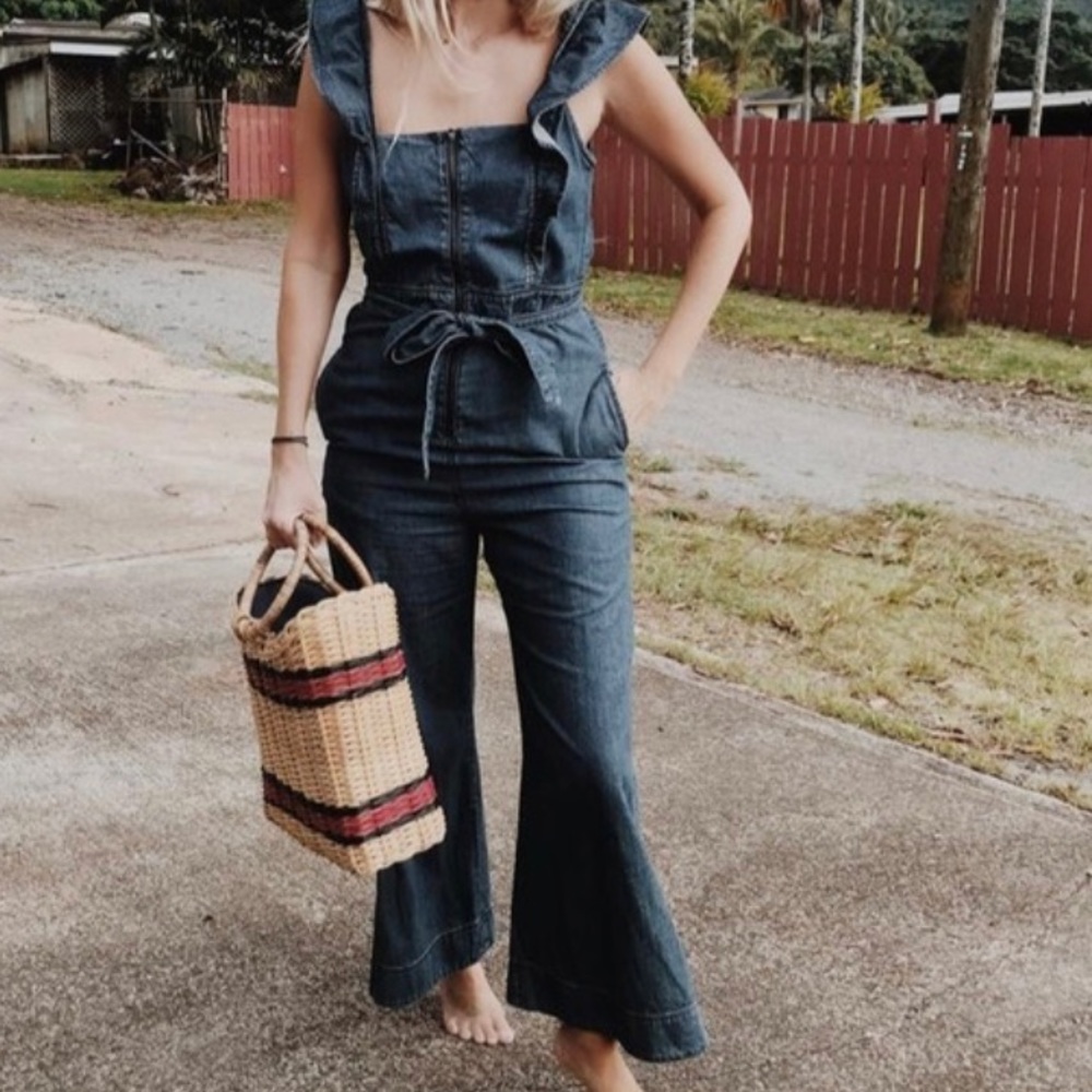 Free people ruffled sleeve jumpsuit